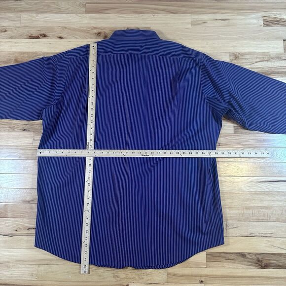 Paul Frederick Non-Iron 2 Ply Cotton Striped Mens Long Sleeve Dress Shirt 19x35 - Picture 5 of 6